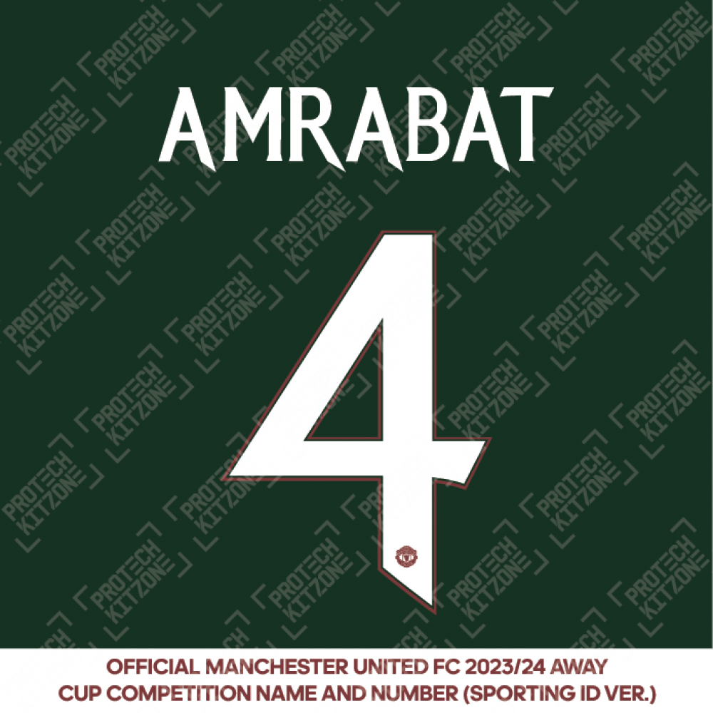 Amrabat 4 (Official Manchester United FC 2023/24 Away Name and Numbering) 