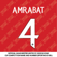 Amrabat 4 (Official Manchester United FC 2023/24 Home Name and Numbering) 
