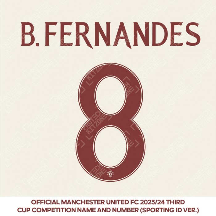 B. Fernandes 8 (Official Manchester United FC 2023/24 Third Name and Numbering) 
