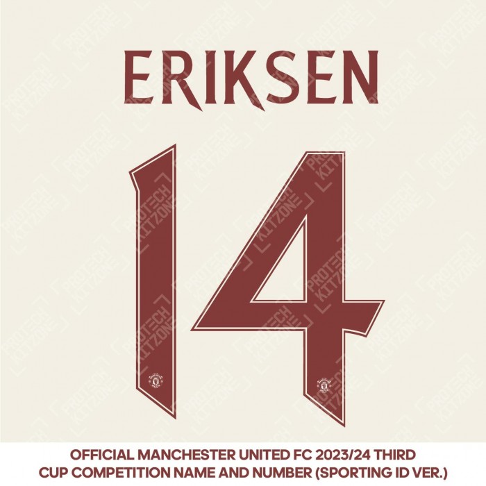 Eriksen 14 (Official Manchester United FC 2023/24 Third Name and Numbering) 