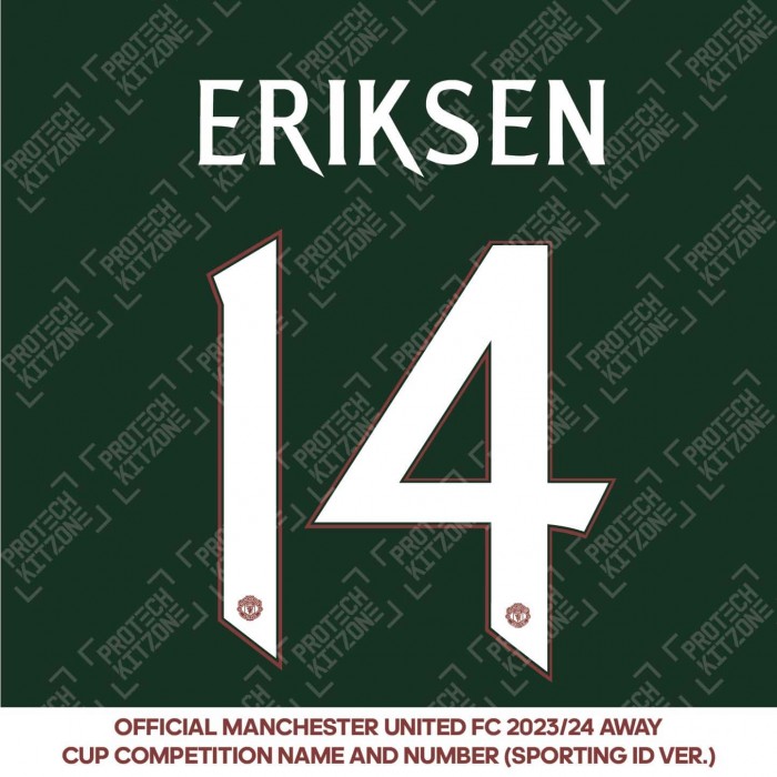 Eriksen 14 (Official Manchester United FC 2023/24 Away Name and Numbering) 