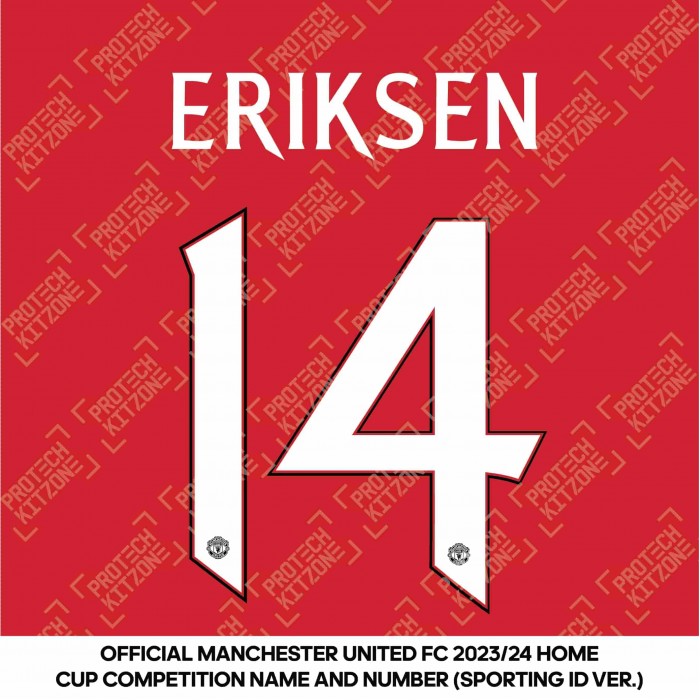 Eriksen 14 (Official Manchester United FC 2023/24 Home Name and Numbering) 
