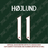 Højlund 11 (Official Manchester United FC 2023/24 Away Name and Numbering) 