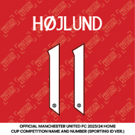 Højlund 11 (Official Manchester United FC 2023/24 Home Name and Numbering) 