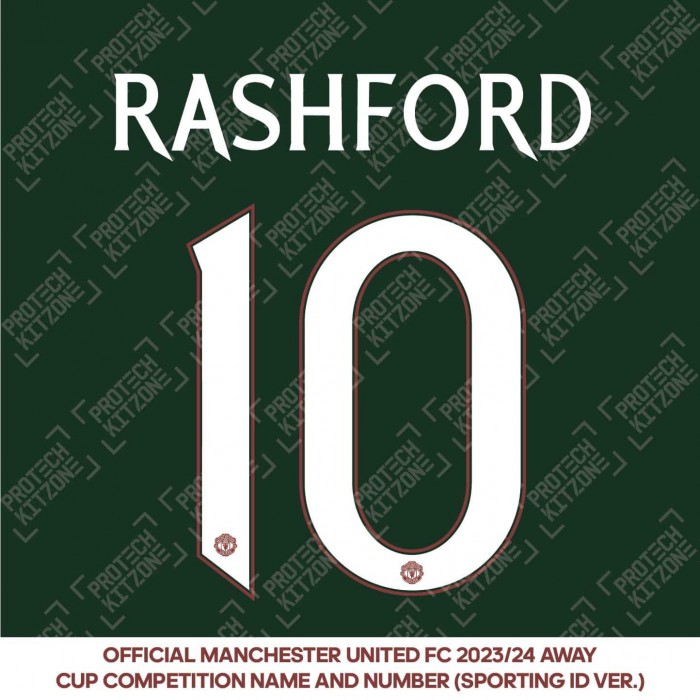 Rashford 10 (Official Manchester United FC 2023/24 Away Name and Numbering) 