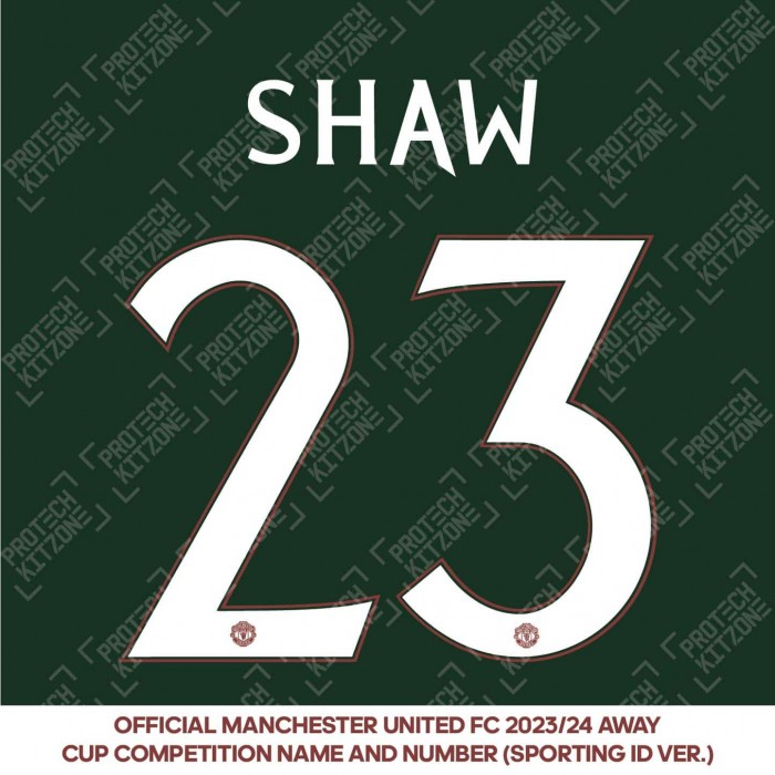 Shaw 23 (Official Manchester United FC 2023/24 Away Name and Numbering) 