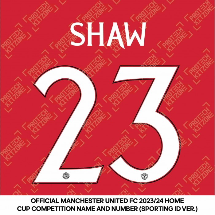 Shaw 23 (Official Manchester United FC 2023/24 Home Name and Numbering) 