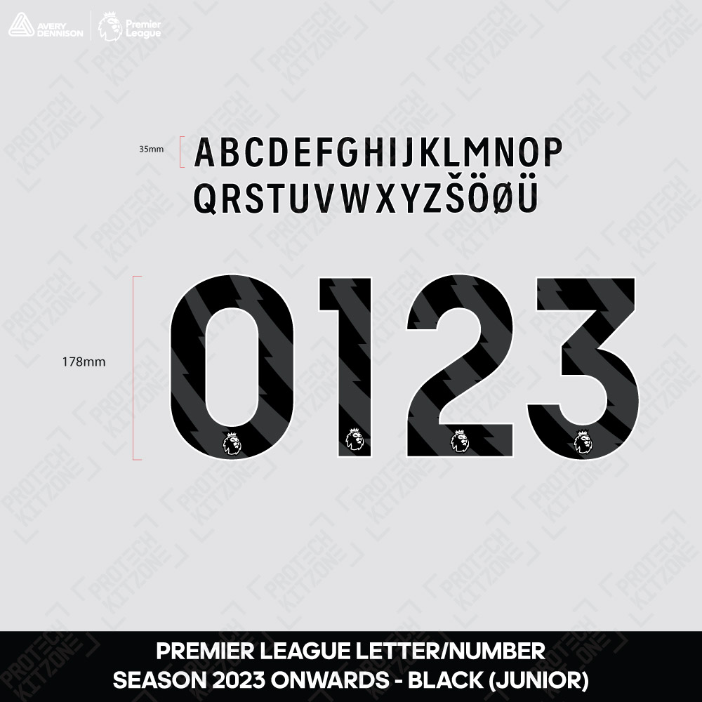 [Junior] Official Premier League Black Name and Number Printing