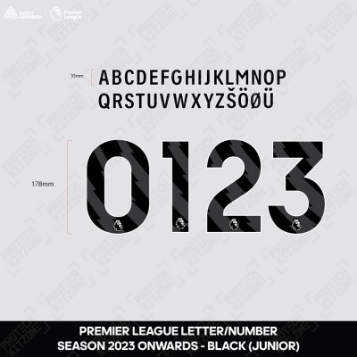 [Junior] Official Premier League Black Name and Number Printing