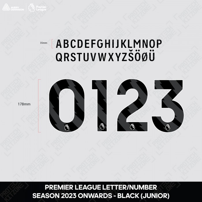 [Junior] Official Premier League Black Name and Number Printing