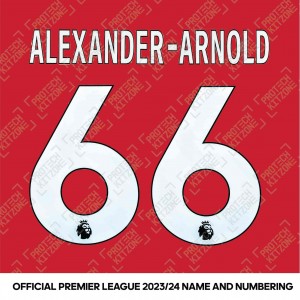 Alexander-Arnold 66  (Official 2023/24 Premier League White Name and Numbering - Special Nameblock) 