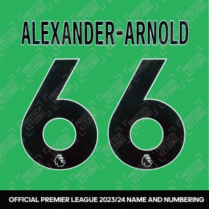 Alexander-Arnold 66  (Official 2023/24 Premier League Black Name and Numbering - Special Nameblock) 