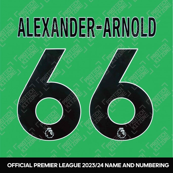 Alexander-Arnold 66  (Official 2023/24 Onwards Premier League Black Name and Numbering - Special Nameblock) 