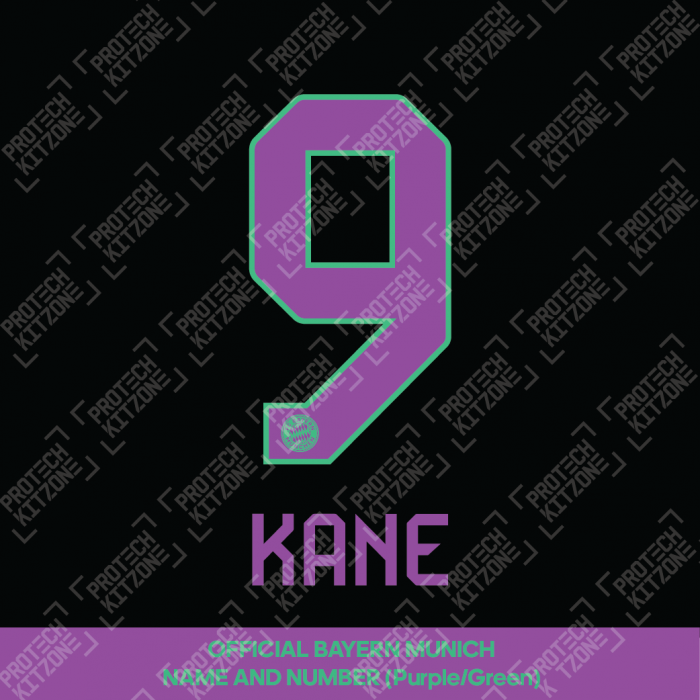 Kane 9 - Official Bayern Munich 2023/24 Away Name and Numbering