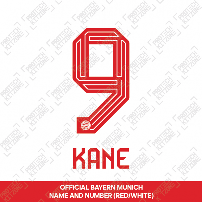 Kane 9 - Official Bayern Munich 2023/24 Home Name and Numbering