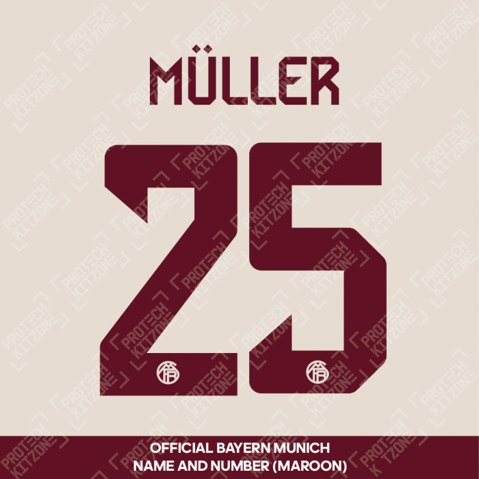 Muller 25 - Official Bayern Munich 2023/24 Third Name and Numbering