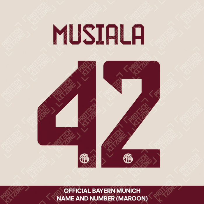 Musiala 42 - Official Bayern Munich 2023/24 Third Name and Numbering