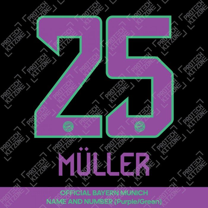 Muller 25 - Official Bayern Munich 2023/24 Away Name and Numbering