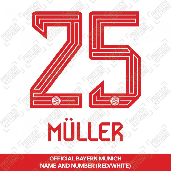 Muller 25 - Official Bayern Munich 2023/24 Home Name and Numbering