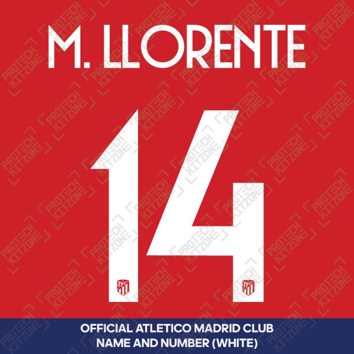 M. Llorente 14 (Official Atletico Madrid 2020/24 White Name and Numbering - Cup Version) 