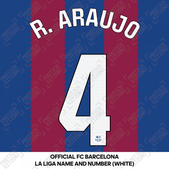 R. Araujo 4 (Official FC Barcelona 2023/24 Home Name & Numbering - La Liga Version) 