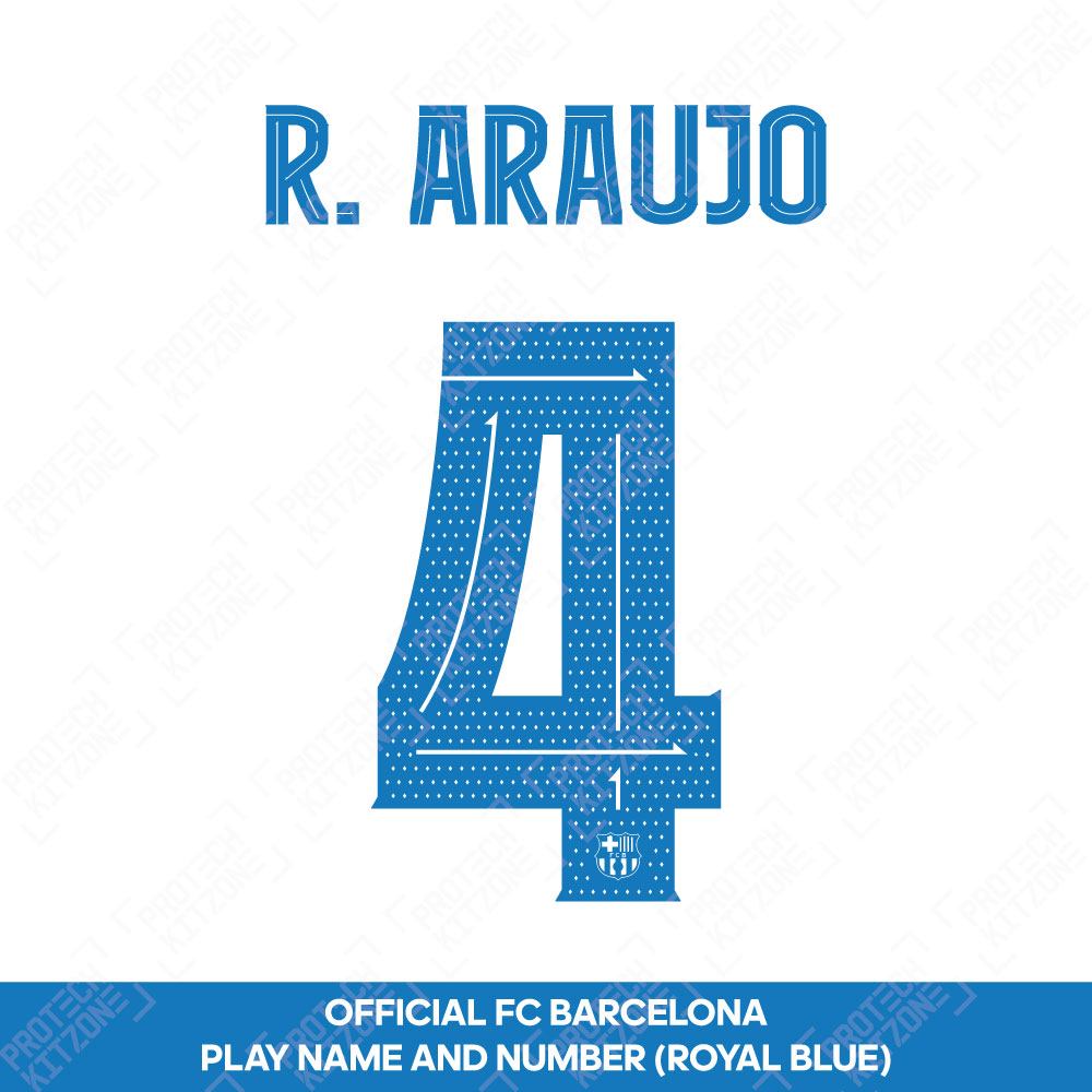R. Araujo 4 (Official FC Barcelona 2023/24 Away Name & Numbering - Cup / Play Version) R. Araujo 4 (Official FC Barcelona 2023/24 Away Name & Numbering - Cup / Play Version)