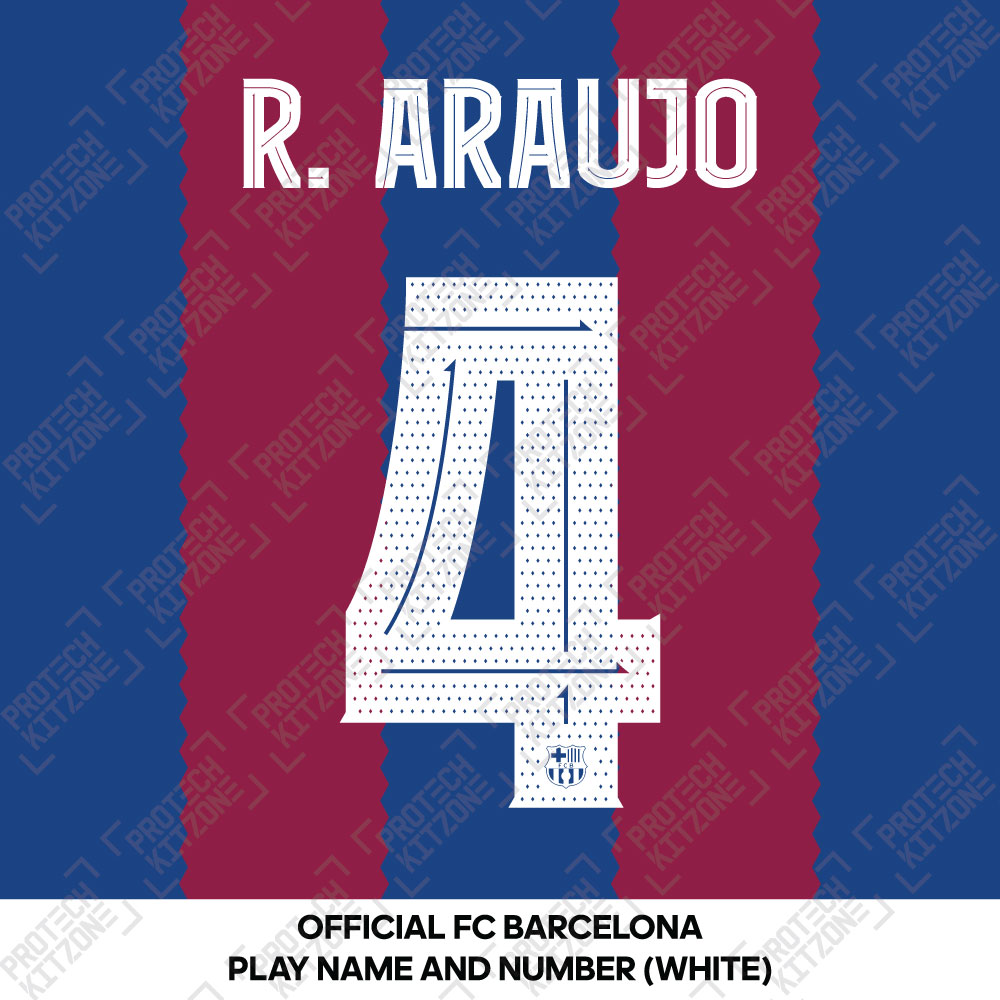 R. Araujo 4 (Official FC Barcelona 2023/24 Home Name & Numbering - Cup / Play Version) 