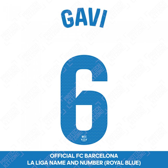 Gavi 6 (Official FC Barcelona 2023/24 Away Name & Numbering - La Liga Version) 