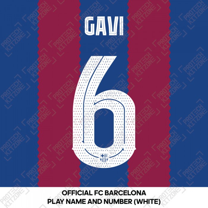 Gavi 6 (Official FC Barcelona 2023/24 Home Name & Numbering - Cup / Play Version) 