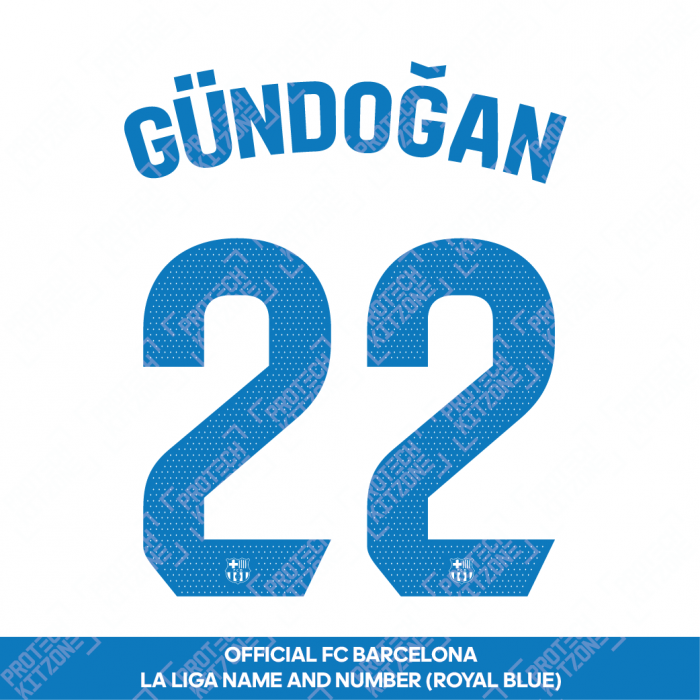 Gündoğan 22 (Official FC Barcelona 2023/24 Away Name & Numbering - La Liga Version) 
