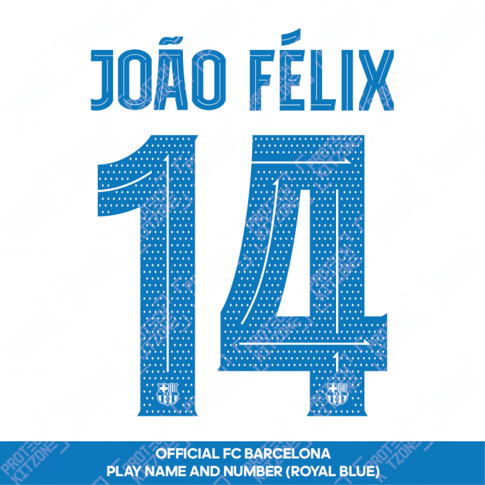 João Félix 14 (Official FC Barcelona 2023/24 Away Name & Numbering - Club / Play Version) 