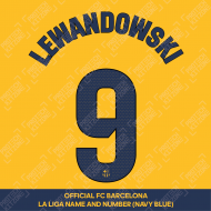 Lewandowski 9 (Official FC Barcelona 2023/24 Fourth Name & Numbering - La Liga Version) 