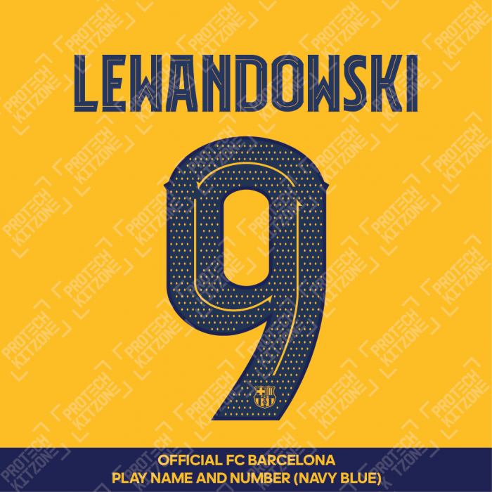 Lewandowski 9 (Official FC Barcelona 2023/24 Fourth Name & Numbering - Cup / Play Version) 