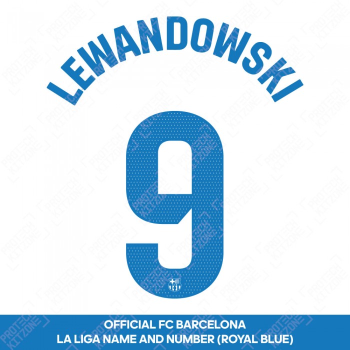 Lewandowski 9 (Official FC Barcelona 2023/24 Away Name & Numbering - La Liga Version) 