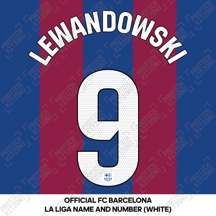 Lewandowski 9 (Official FC Barcelona 2023/24 Home Name & Numbering - La Liga Version) 