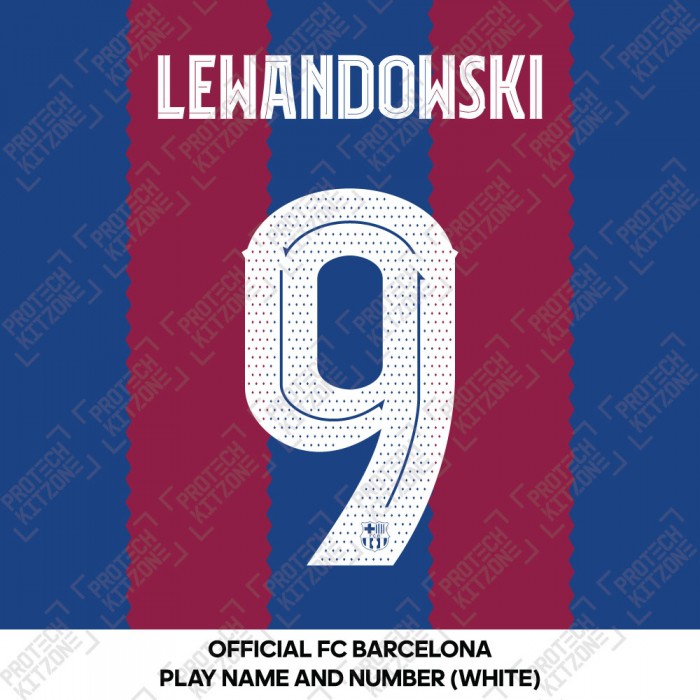 Lewandowski 9 (Official FC Barcelona 2023/24 Home Name & Numbering - Cup / Play Version) 
