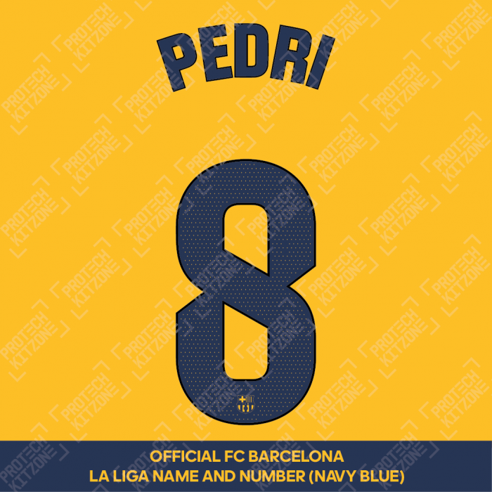 Pedri 8 (Official FC Barcelona 2023/24 Fourth Name & Numbering - La Liga Version) 