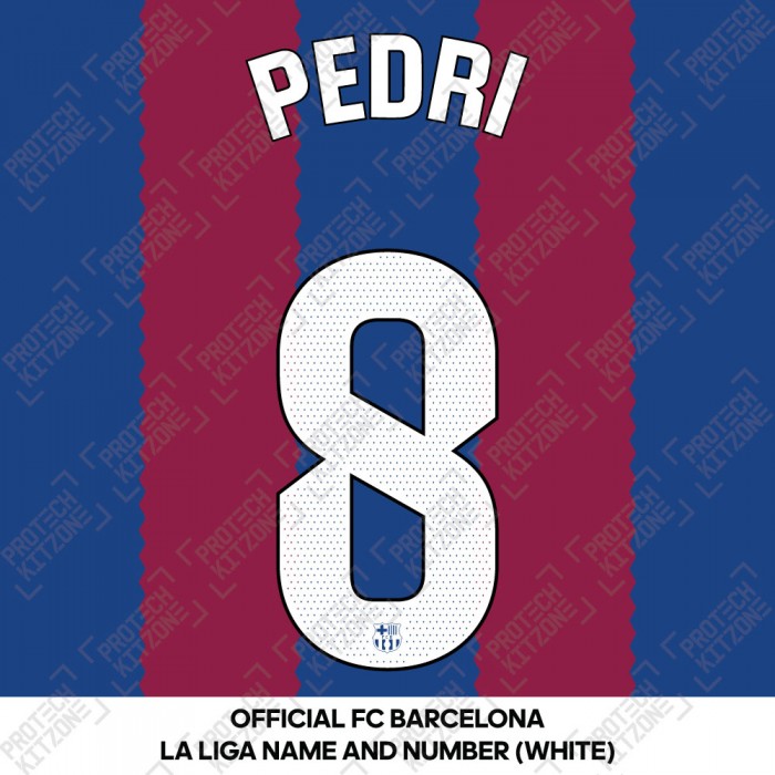 Pedri 8 (Official FC Barcelona 2023/24 Home Name & Numbering - La Liga Version) 