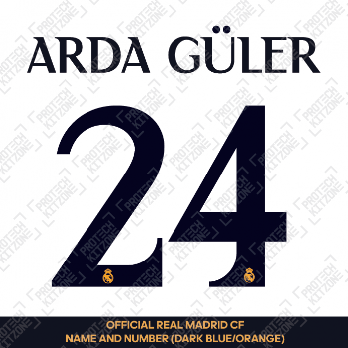 Arda Güler 24 (Official Real Madrid CF 2023/24 Home Cup Competition Name and Numbering) 