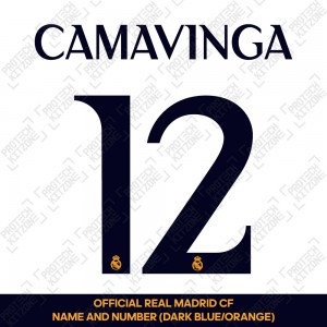 Camavinga 12 (Official Real Madrid CF 2023/24 Home Cup Competition Name and Numbering) 