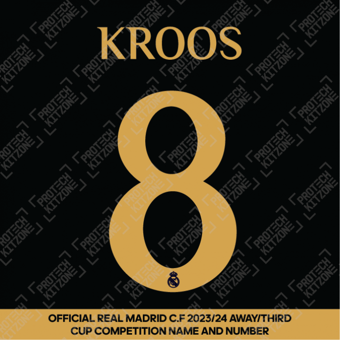 Kroos 8 (Official Real Madrid CF 2023/24 Away / Third Cup Competition Name and Numbering) 