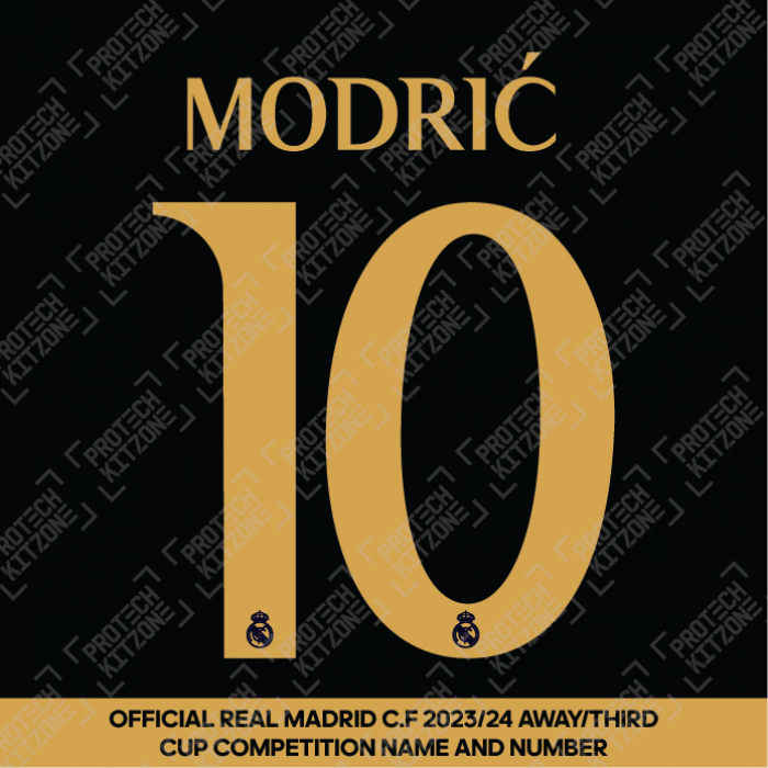 Modrić 10 (Official Real Madrid CF 2023/24 Away / Third Cup Competition Name and Numbering) 