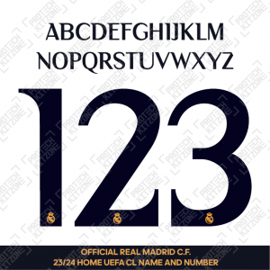 [Loose Letter / Number] Official Real Madrid CF 2023/24 Home Cup Competition Name and Numbering