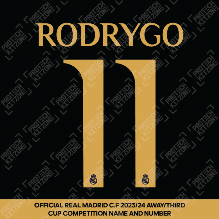 Rodrygo 11 (Official Real Madrid CF 2023/24 Away / Third Cup Competition Name and Numbering) 
