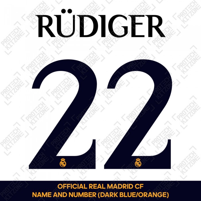 Rüdiger 22 (Official Real Madrid CF 2023/24 Home Cup Competition Name and Numbering) 