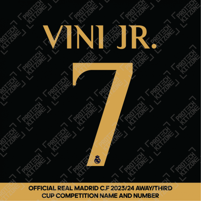 Vini Jr. 7 (Official Real Madrid CF 2023/24 Away / Third Cup Competition Name and Numbering) 