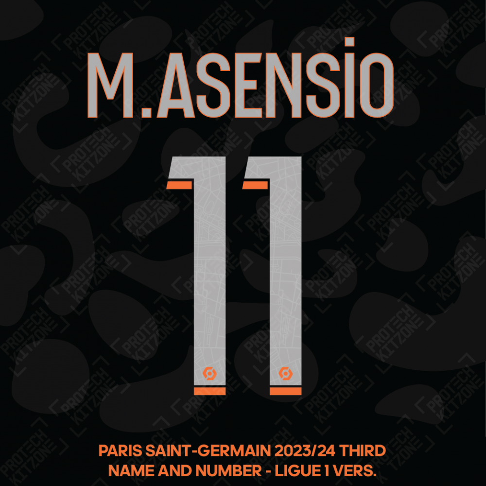 M. Asensio 11 - Official Paris Saint-Germain 2023/24 Third Name and Number (Ligue 1 Version) M. Asensio 11 - Official Paris Saint-Germain 2023/24 Third Name and Number (Ligue 1 Version)