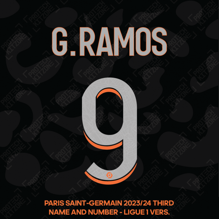 G. Ramos 9 - Official Paris Saint-Germain 2023/24 Third Name and Number (Ligue 1 Version) 