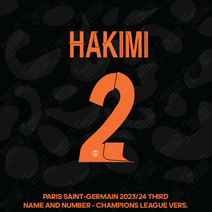 Hakimi 2 - Official Paris Saint-Germain 2023/24 Third Name and Number (UCL Version) 
