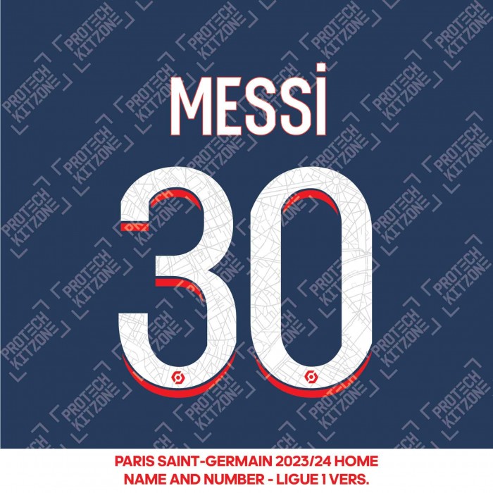Messi 30 (Official PSG 2023/24 Home Ligue 1 Name and Numbering) 